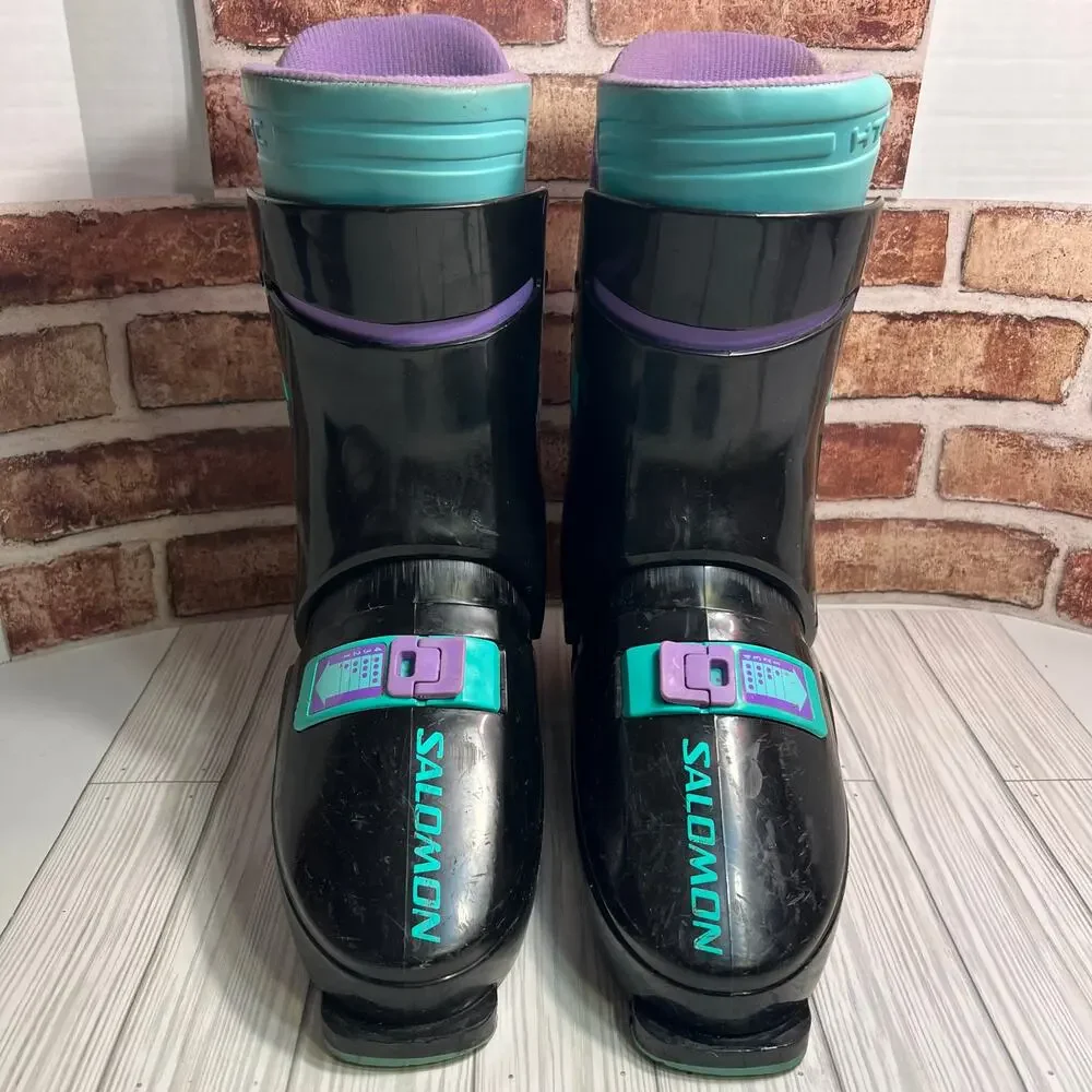 Vintage Salomon SX52 HTC Mens L Rear Entry Ski Boots WOW Teal Purple Colorway